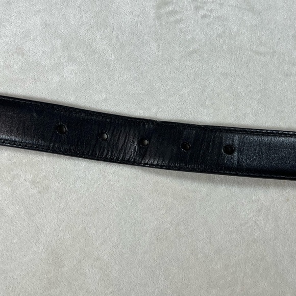 Saks Fifth Avenue 45W Aniline Kipskin Shoulder Made in USA Black Leather Belt - Picture 10 of 11